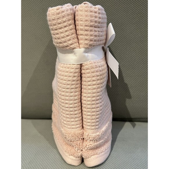 HOTEL BALFOUR Bath Hand Towels 100% Cotton Pink Blush Textured SET OF TWO New - Picture 4 of 7